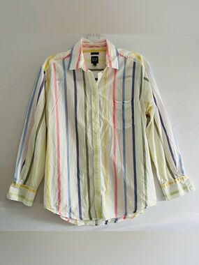 GAP 90s Coastal Striped Boyfriend Button Down Shirt